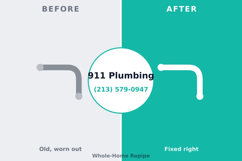 Before and after: plumbing repair Dale, PA